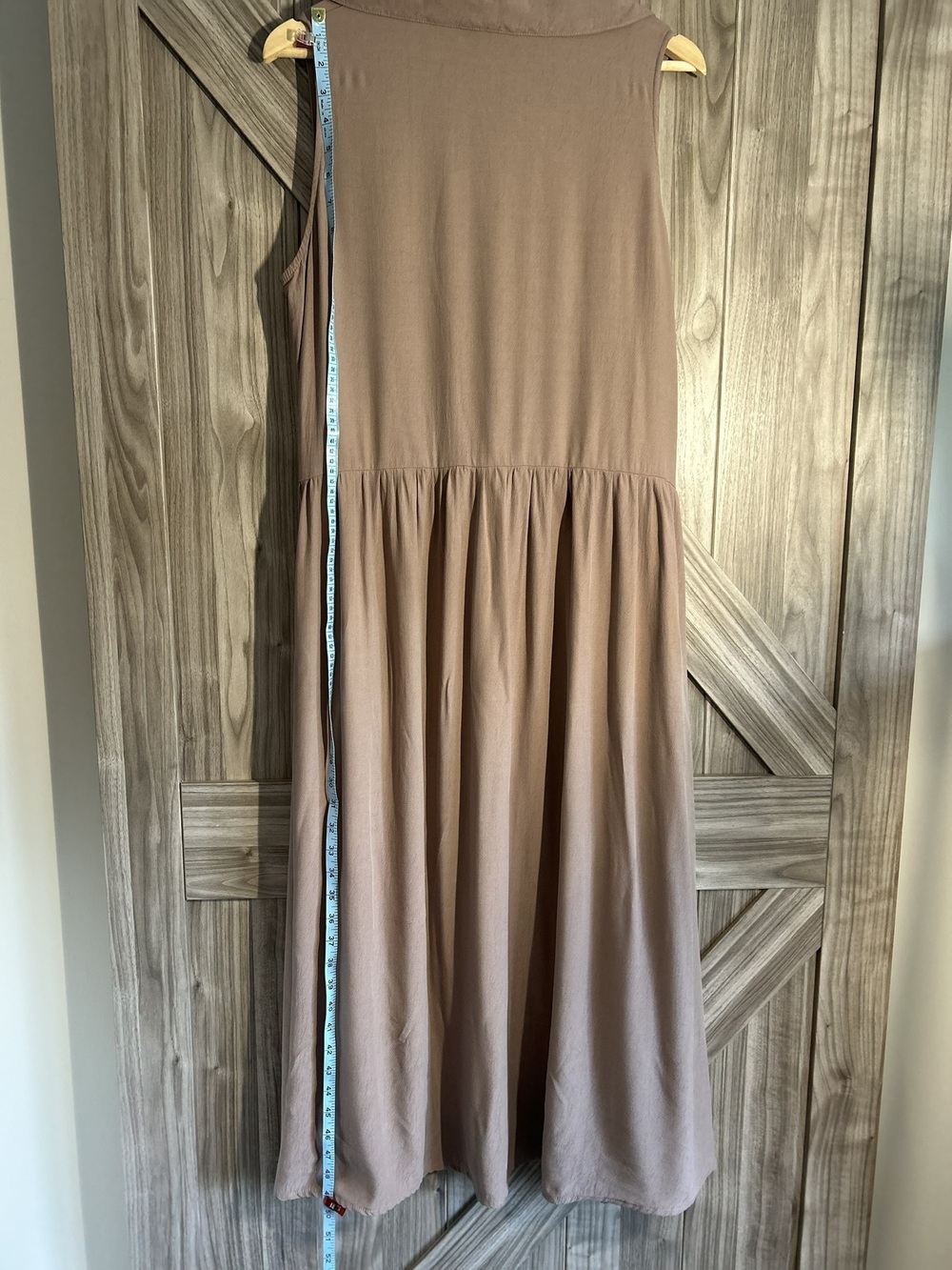 Smash + Tess Daphne Sleeveless Drop Waist Dress Neutral Tan L - Picture 3 of 8